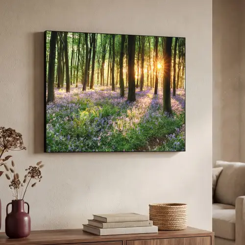 Bos - Bloemen - Lavendel - Zon - Paars - Natuur Textielframe - compleet frame klein -sfeer3