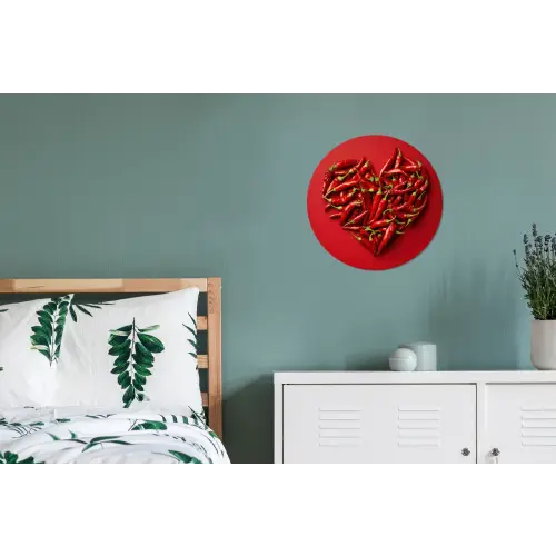 Pepers - Rood - Hart Wandcirkel aluminium klein -slaapkamer