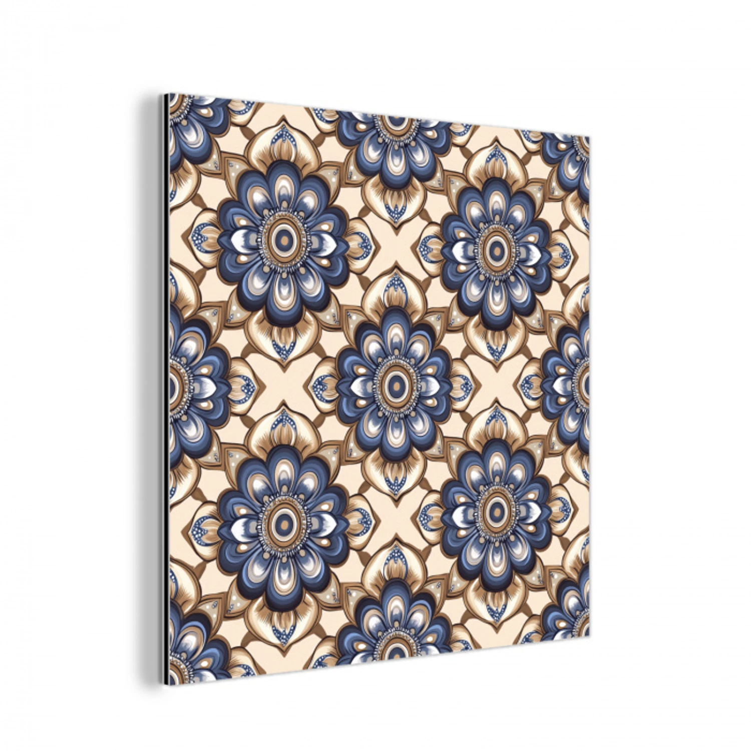 Floraal - Ornament - Blauw aluminium wit klein 46 -3d
