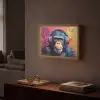 Graffiti - Chimpansee - Street art - Koptelefoon - Aap Light Box met batterij (Wandlamp) middel -sfeer1