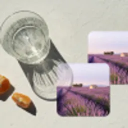 Lavendel - Landschap - Sereen - Paars onderzetter kurk middel -sfeer4