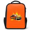 Gele auto met gele vlammen Rugzak - Zwart middel -3d