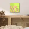 Groen - Smiley - Bonjour - Roze plexiglas 5mm klein -sfeer4
