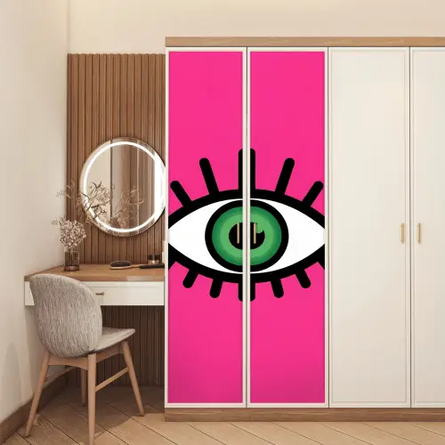 Minimalistisch - Oog - Roze deurposter klein -sfeer3