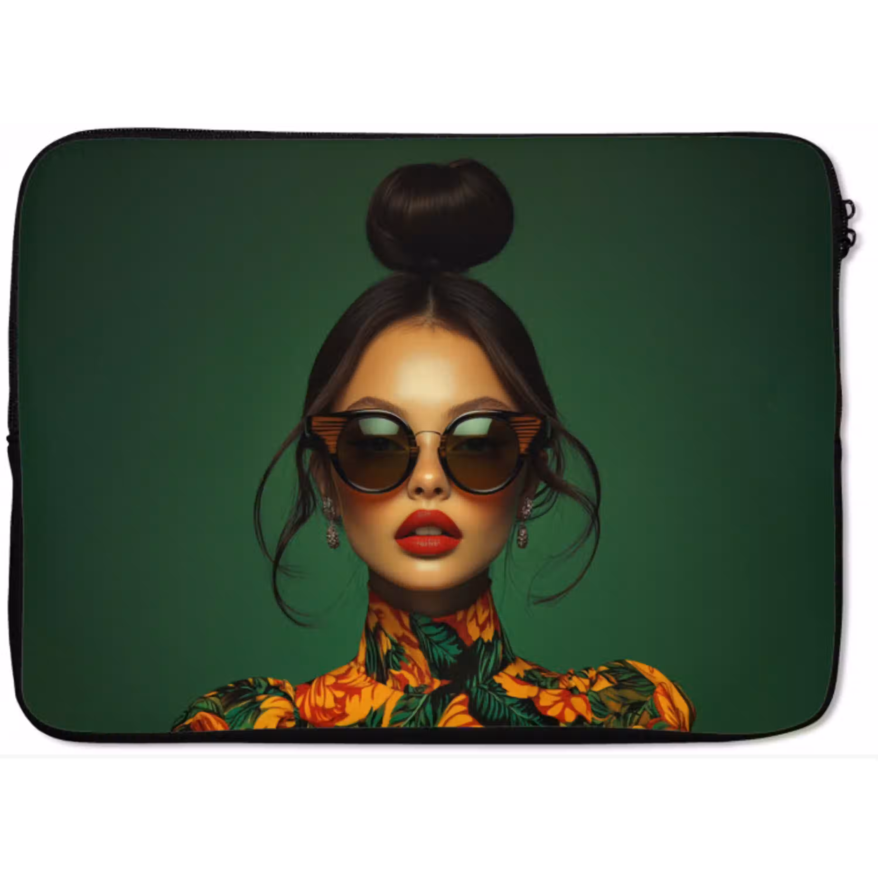 Vrouw - Groen - Modern - Bril - Abstract laptophoes neopreen klein -zkaufland3dotto
