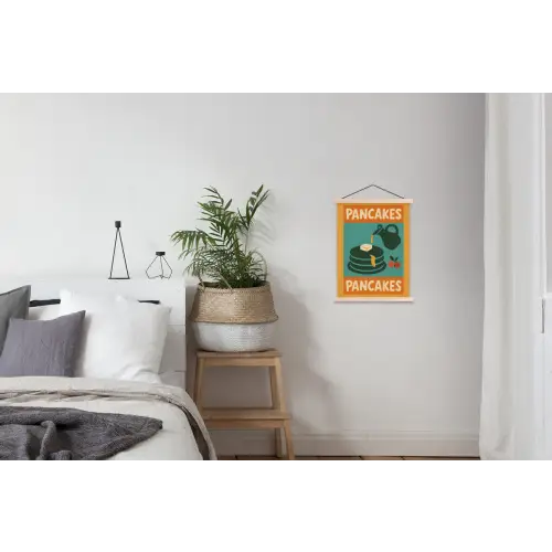 Pannenkoeken - Siroop - Illustratie - Oranje textielposter latten blank klein -woonkamer