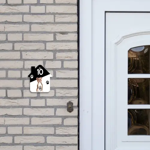 Zwart wit - Huisdier - Staffordshire bullterriër Naambord Huisje klein -sfeer1
