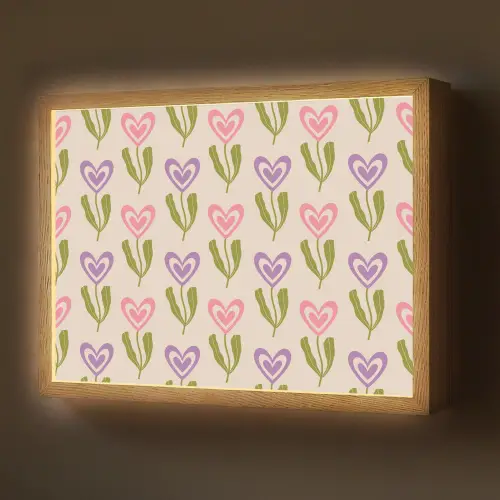 Bloemen - Hartjes - Patroon Light Box met batterij (Wandlamp) middel 907 -z3d_website