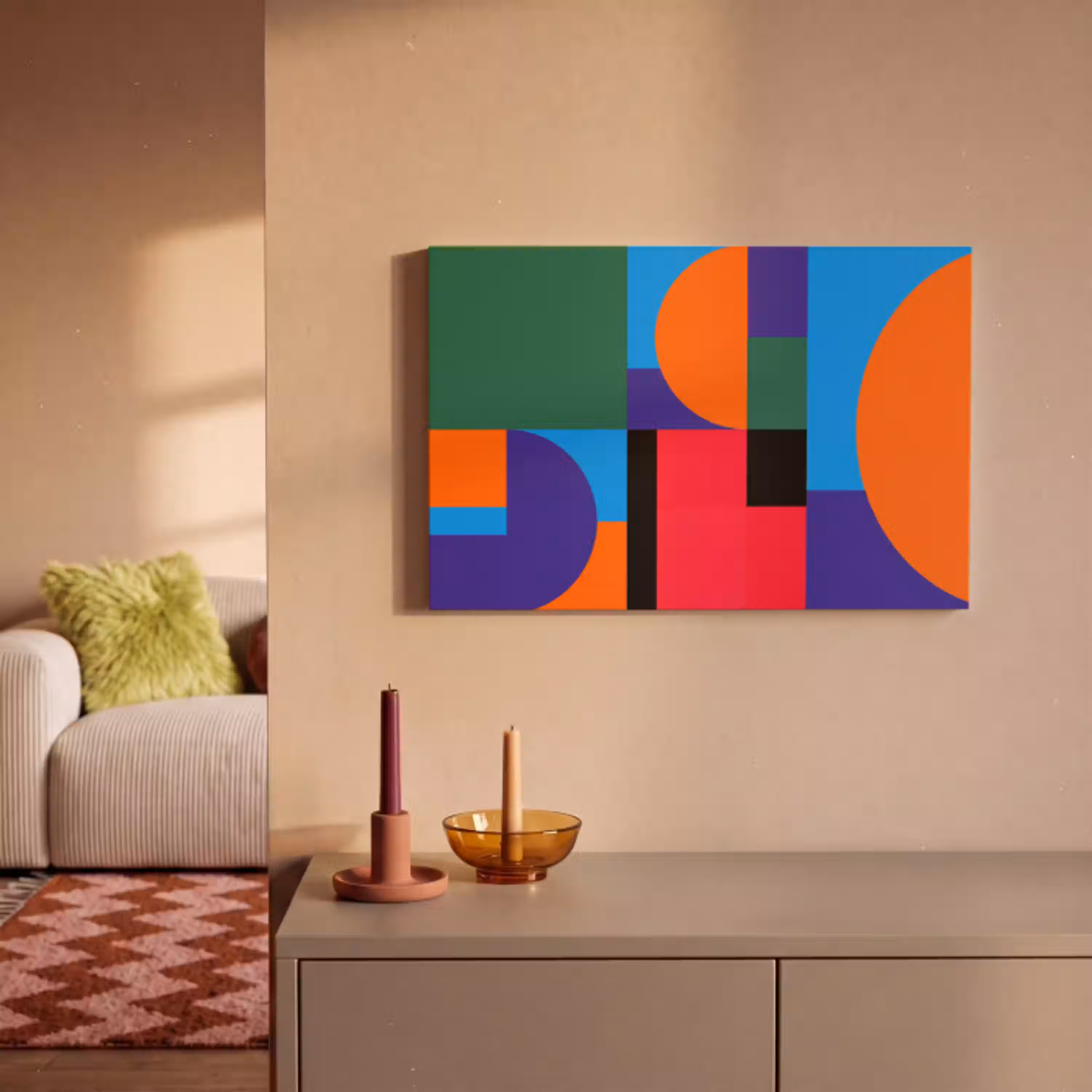 Geometrisch - Abstract - Vormen - Kleurrijk - Modern canvas 2cm klein -sfeer1
