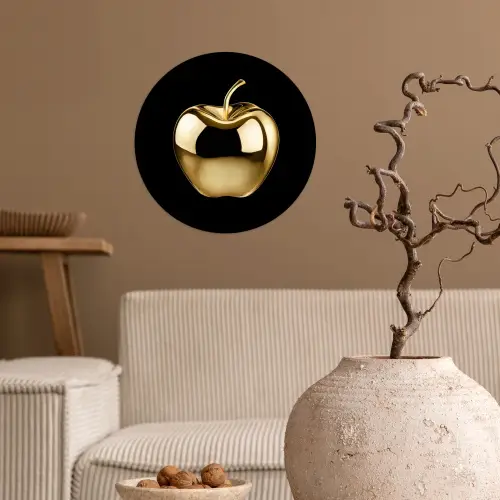 Appel - Goud - Chrome - Zwart Wandcirkel behangsticker klein -sfeer1