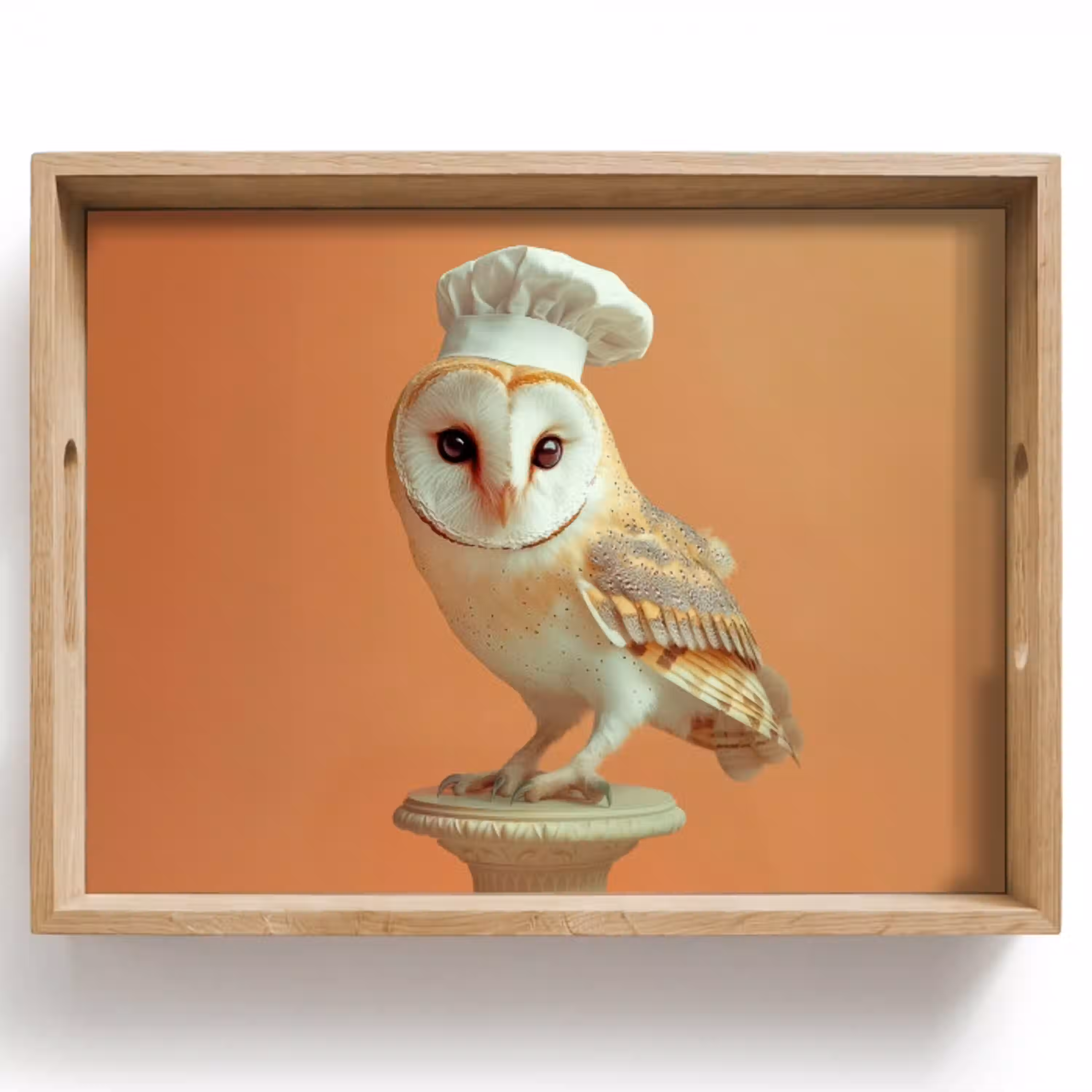 Kerkuil - Koksmuts - Oranje - Vogel Dienblad Rechthoek middel -z3d_shopping