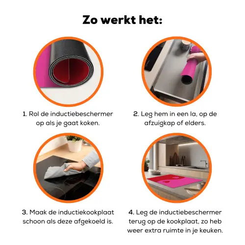 Minimalistisch - Rood - Roze - Hartjes Inductie beschermer vinyl 3mm klein -zzzzzzz-td-werking