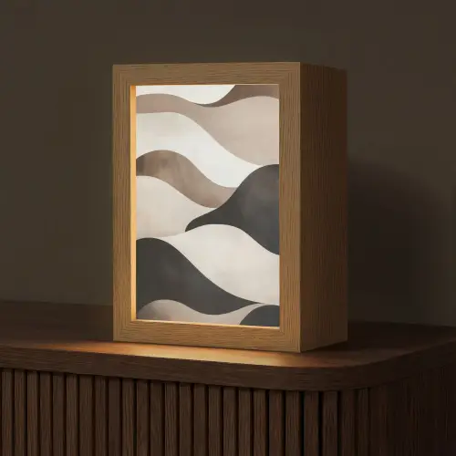Golven - Abstract - Beige Light Box met kabel (Tafellamp) klein -z3d_website