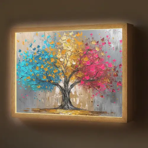 Boom - Kleurrijk - Grijs - Modern Light Box met batterij (Wandlamp) middel -z3d_website
