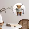 Schotse hooglander - Krant - Toilet - WC - Wit - Koe Wandcirkel kunststof plaat 5mm dik klein -sfeer4