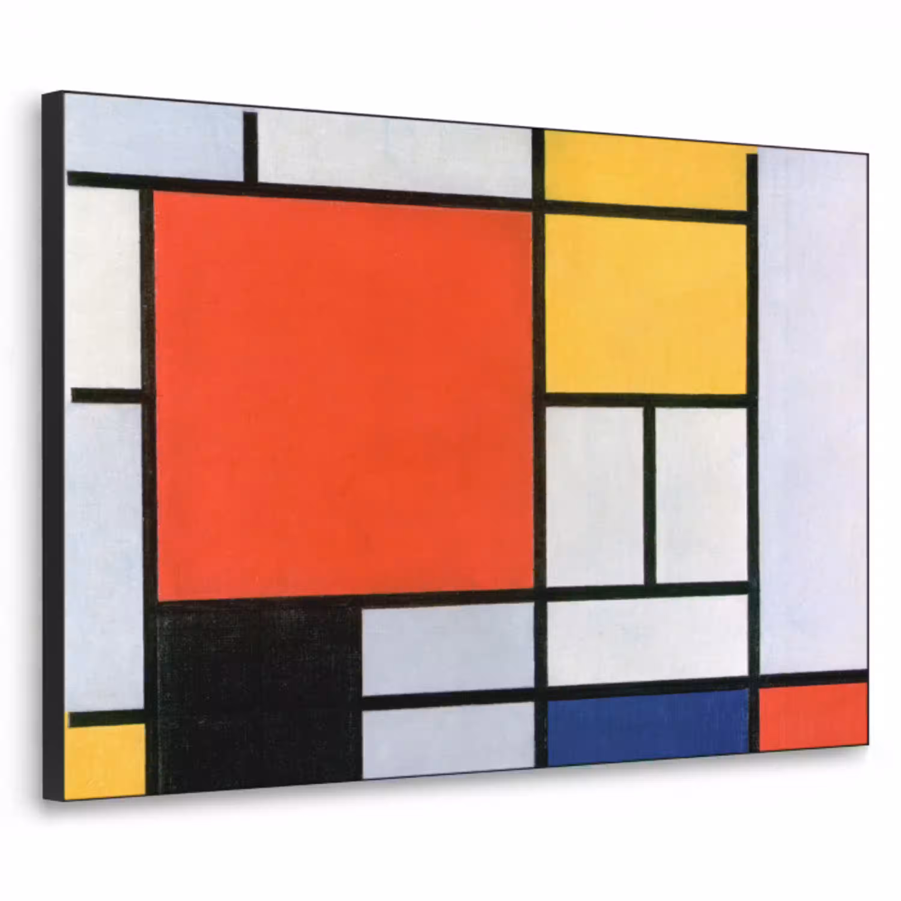 Kunst - Mondriaan - Oude meesters - Compositie 2 Textielframe zwart klein -3d