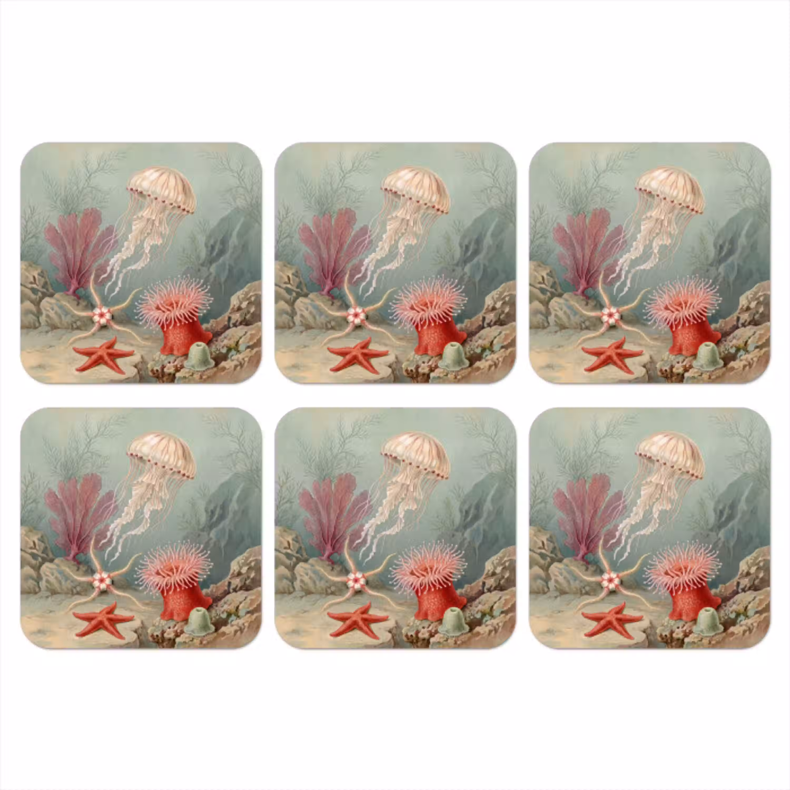 Zeeleven - Kwal - Onderwater - Illustratie - Beige onderzetter kurk middel -3d