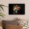 Boeket - Roze - Bloemen - Vaas canvas 2cm klein -sfeer1