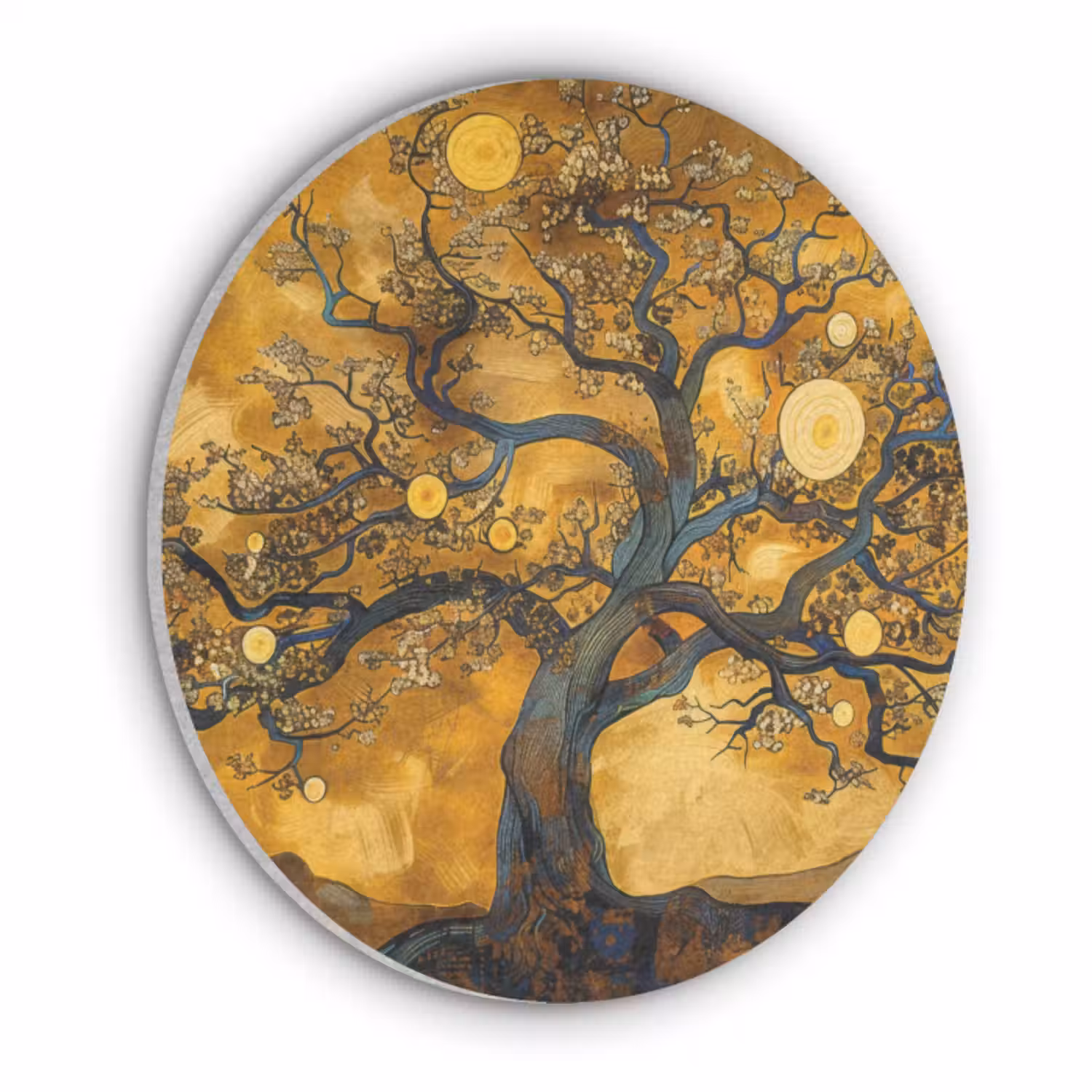 Akustikbild - Rund - Baum - Baum des Lebens - Abstrakt - Gold