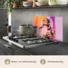 Portret - Vrouw - Abstract - Bloemen keuken achterwand spatscherm klein -usp_NL