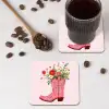 Cowboylaarzen - Roze - Boeket - Bloemen onderzetter kurk middel -sfeer2