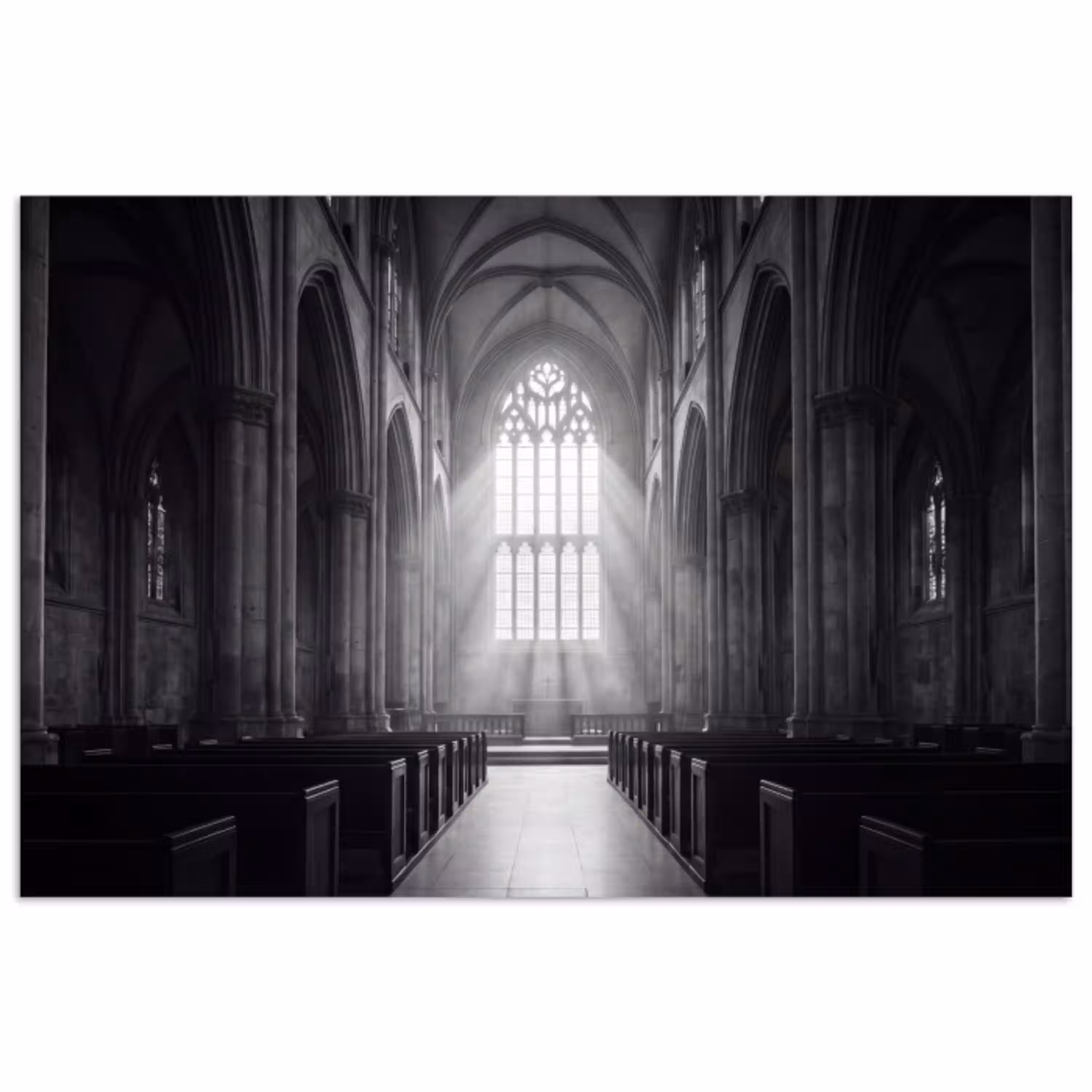 Kerk - Interieur - Lichtstralen - Architectuur - Klassiek poster papier klein -3d