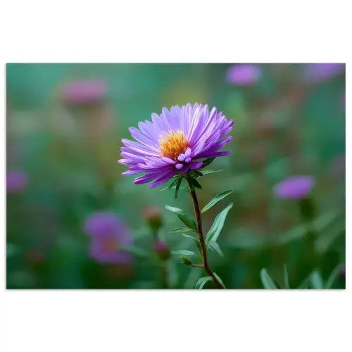 Aster - Paars - Bloem - Blaadjes poster papier klein -3d
