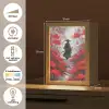 Rode bloemen - mistig - Man Light Box met kabel (Tafellamp) klein -USP_NL