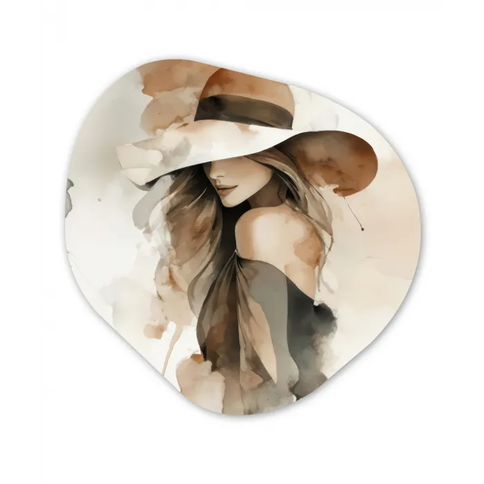 Mysterieus - Vrouw - Sepia Wandcirkel Organisch Forex 3mm klein -3d