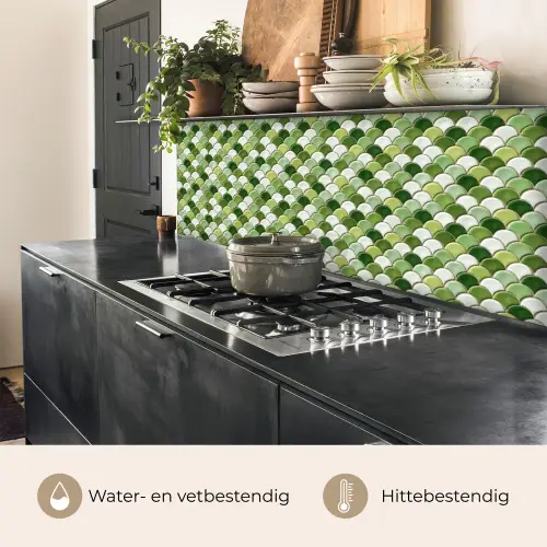 Keramiek -  Structuur - Groen - Wit keuken achterwand 2 middel 871 -usp_NL