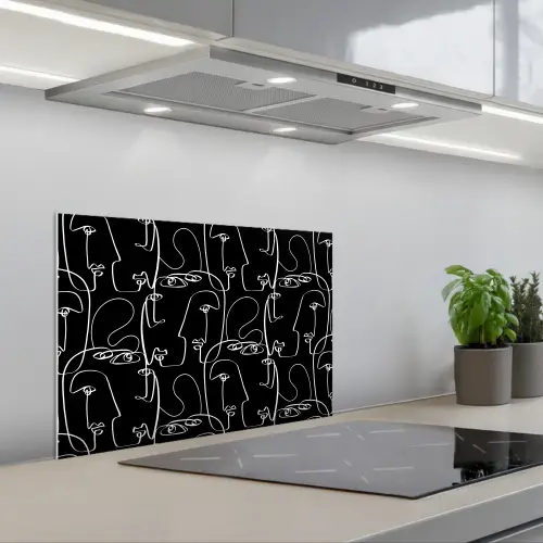 Gezichten - Gestileerd - Vloeiend keuken achterwand spatscherm klein 900 -3d_schuin