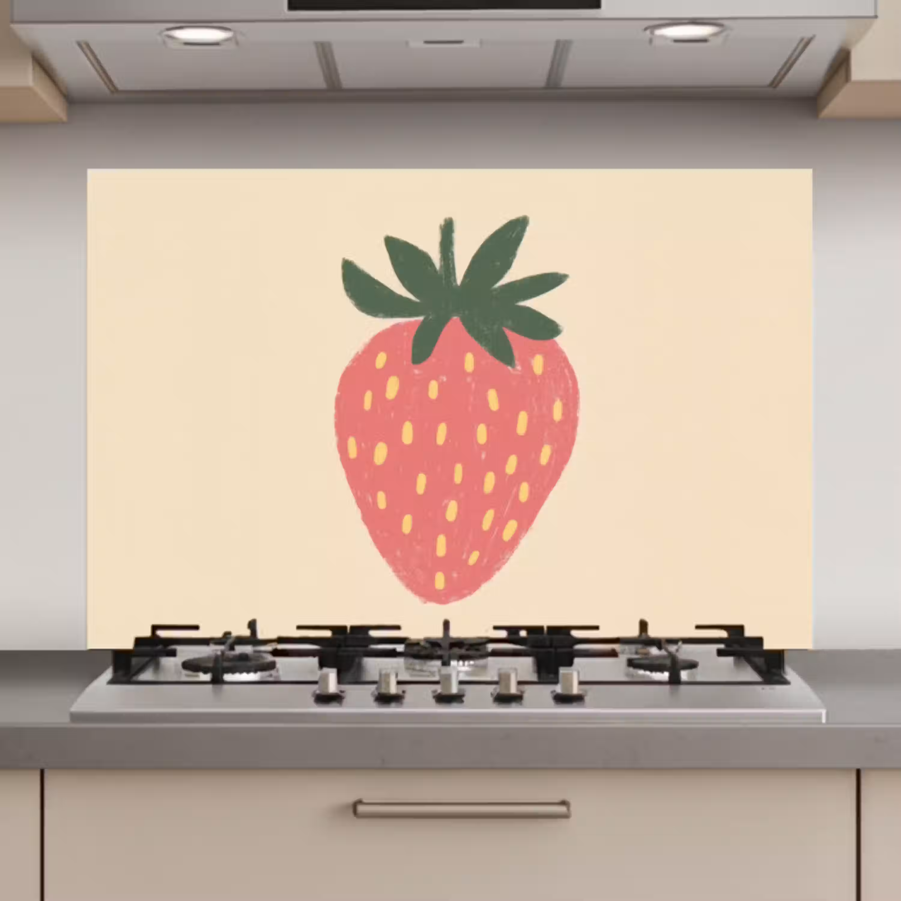 Aardbei - Minimalistisch - Rood - Fruit keuken achterwand spatscherm klein -3d_website
