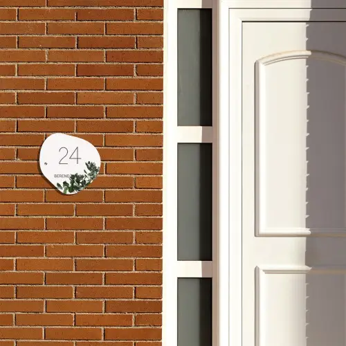 Wit met bladeren - Klassiek Naambord Organisch middel -sfeer3