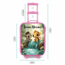 Zebra - Aapje - Waterval - Rotsen Kinderkoffer - Roze klein -productfoto_formaten