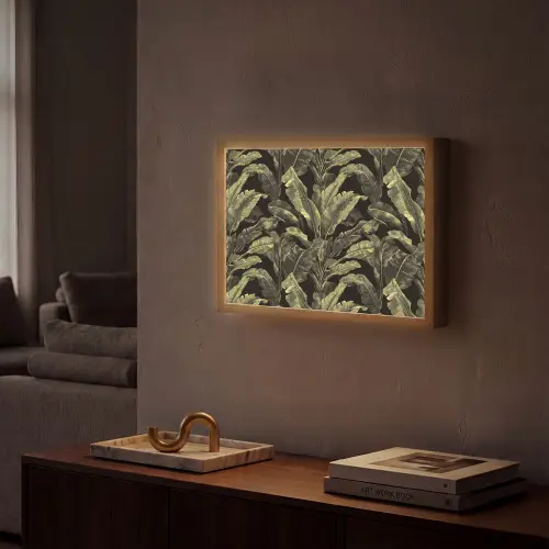 Botanisch - Bladeren - Groen Light Box met batterij (Wandlamp) middel 907 -sfeer1