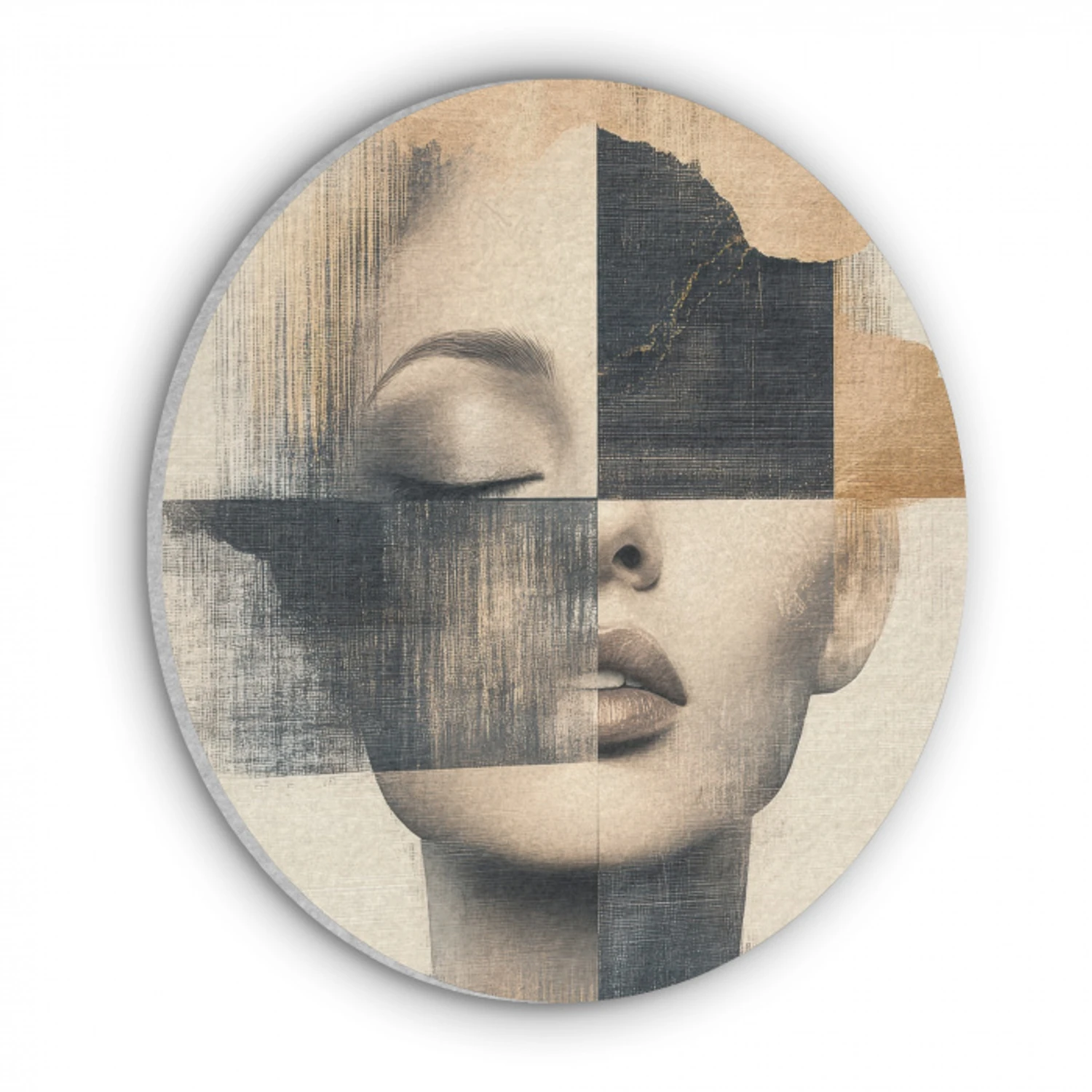 Goud - Vrouw - Rechthoeken Akoestische PET Vilt - Rond klein -3d