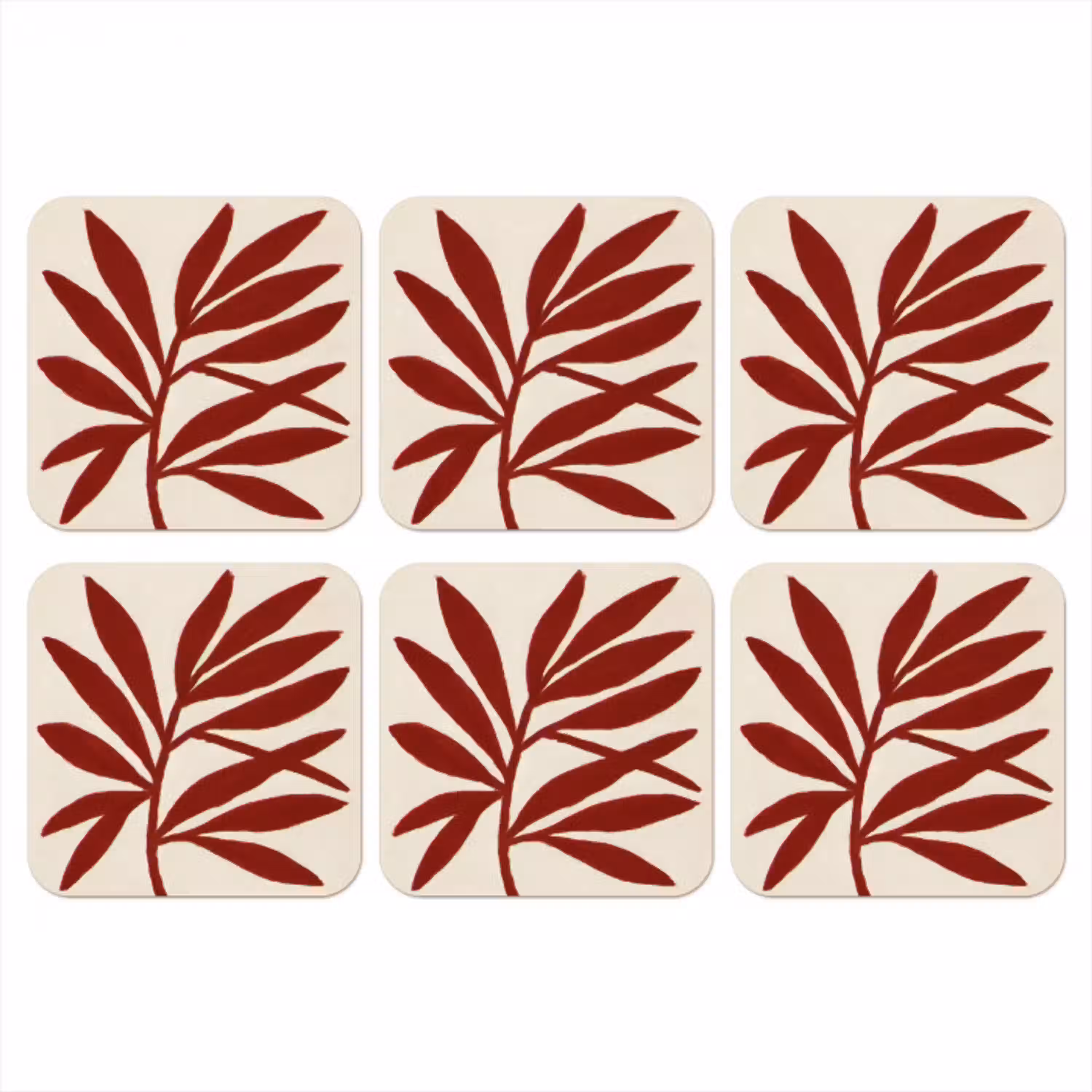 Tak - Bladeren - Rood onderzetter kurk middel -3d