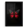 Vlinder - Rood - Contrast fotolijst zwart zonder passe partout klein -3d