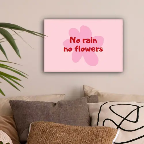 No rain no flowers - Bloem - Roze canvas 2cm klein -sfeer1