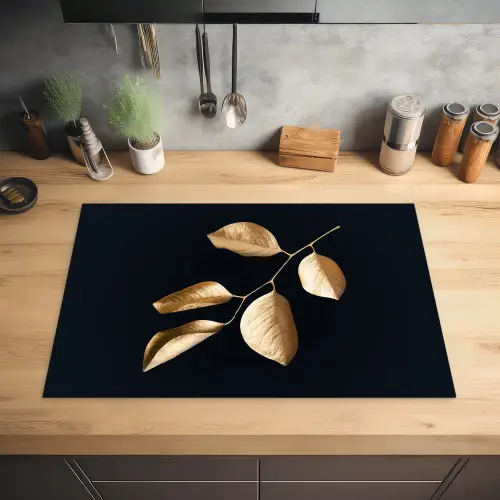 Bladeren - Tak - Goud - Luxe Inductie beschermer vinyl 3mm klein -sfeer5