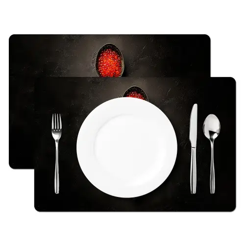 Zwart - Lepel - Caviar Placemat vinyl groot -zzsfeer2_Kitchenyeah-website