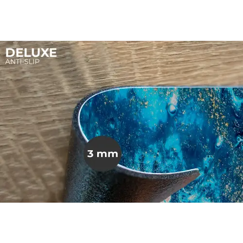 Marmerlook - Blauw - Goud - Luxe - Glitter - Marmer Placemat vinyl groot -closeup