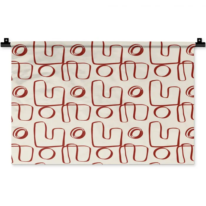 Abstract - Patroon - Beige - Rood Wandkleed katoen klein 269 -zz3d
