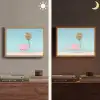 Palmboom - Strandhuis - Roze Light Box met batterij (Wandlamp) middel -sfeer3