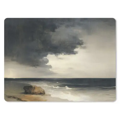 Kust - Golven - Rots - Storm muismat rubber klein -3d