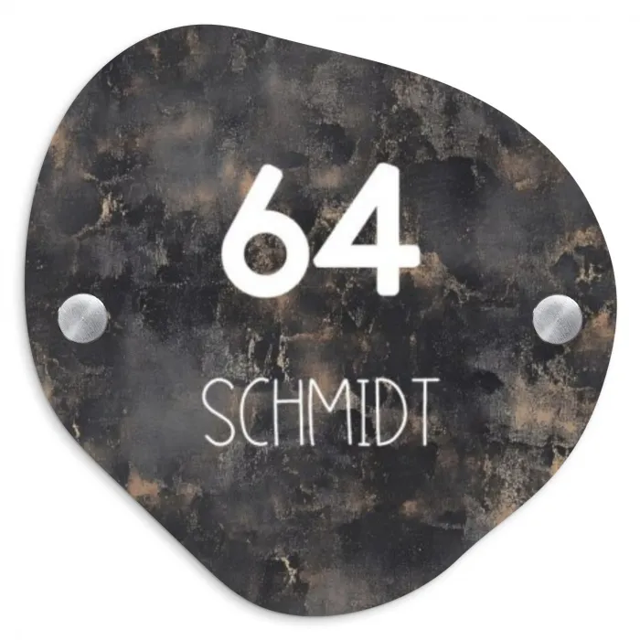 Verweerd metaal - Modern Naambord Organisch middel -3d