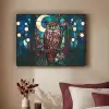 Uil - Mozaïek - Maan - Nacht Textielframe zwart klein -sfeer1
