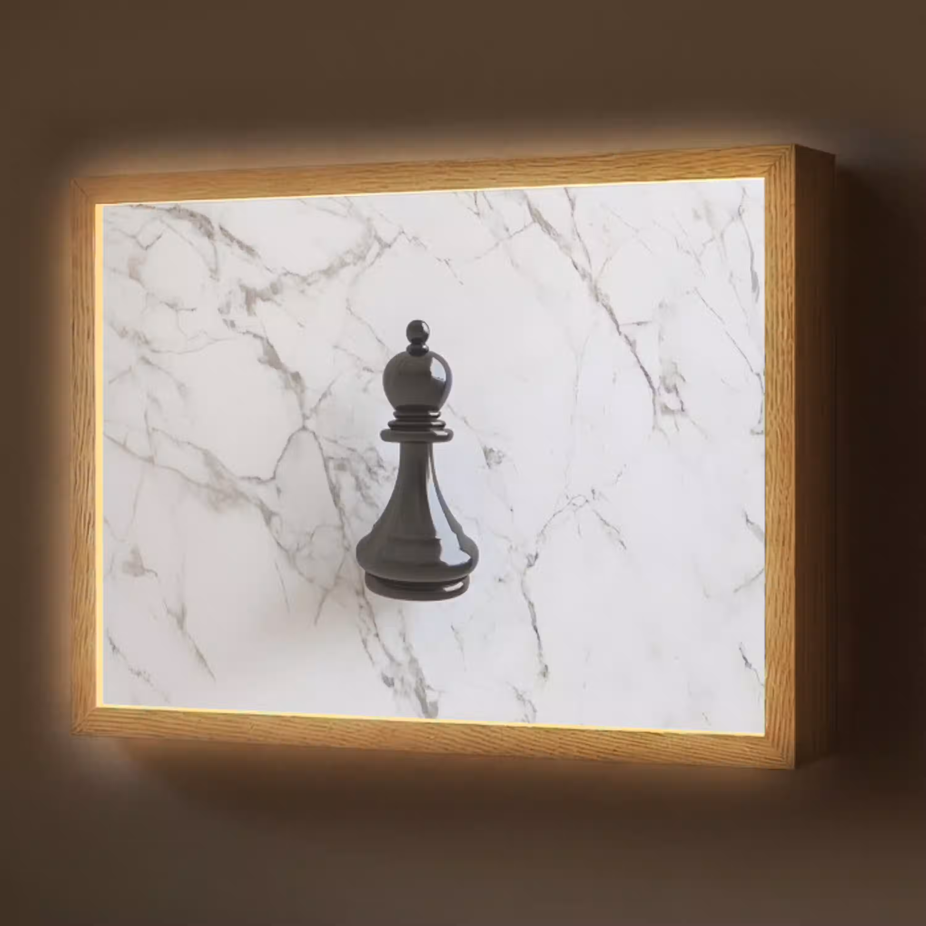 Schaakstuk - Loper - Zwart - Marmer Light Box met batterij (Wandlamp) middel -z3d_website