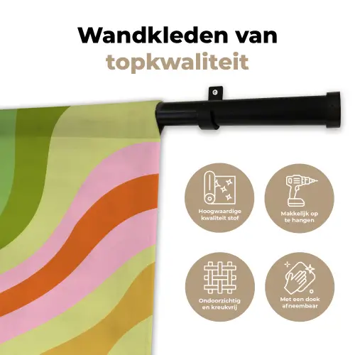 Lijnen - Pasteltinten - Golvend Wandkleed katoen klein -sfeer2