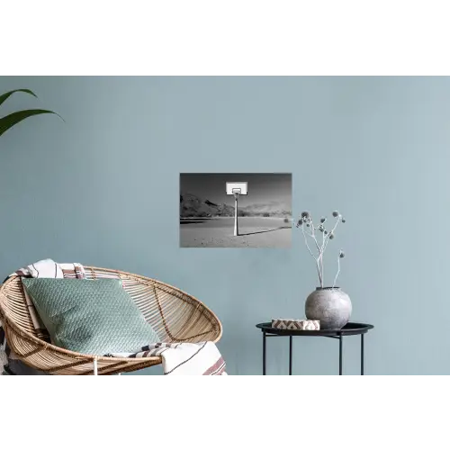 Basketbalpaal - Landschap - Zand - Wit Muursticker klein -plant